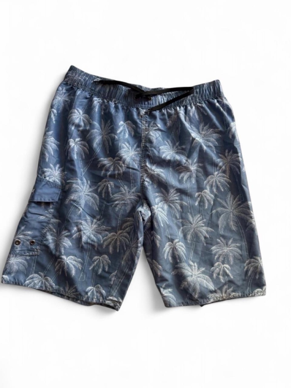 NONWE Men's Blue Palm Tree Cargo Swim Trunks Size 36 NWOT